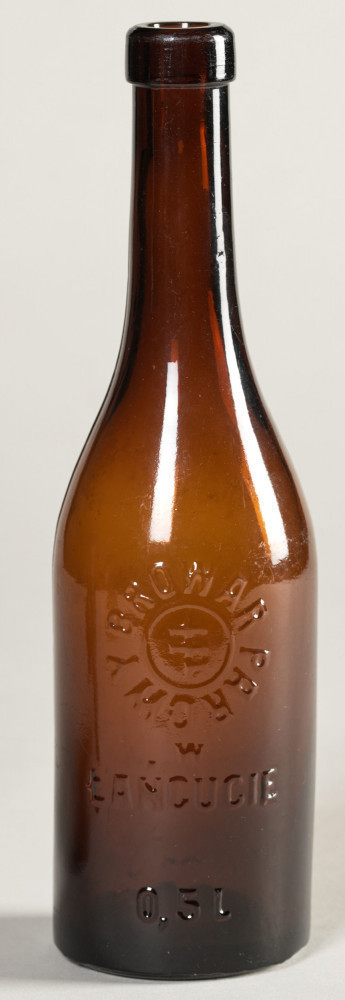 Butelka z łańcuckiego browaru z napisem Browar Parowy