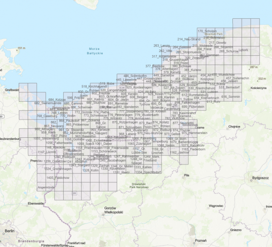 Lokalizacja punktów nazw ludowych mieszczących się w zakresie mapy 1248 Gr. Spiegel