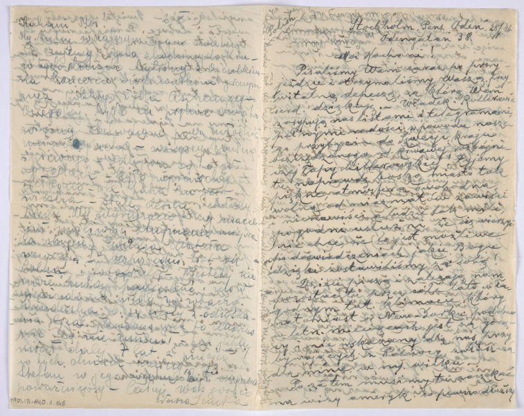 Ujęcie awersu. List 2-kartowy, bifolium. Wszystkie strony zapisane. Papier tzw. czysty.