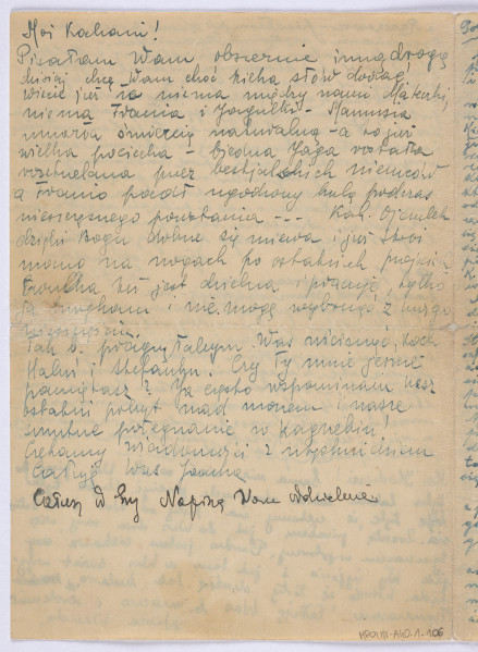 Ujęcie rewersu, lewej strony. List 2-kartowy, bifolium. Wszystkie strony zapisane. Papier tzw. czysty.