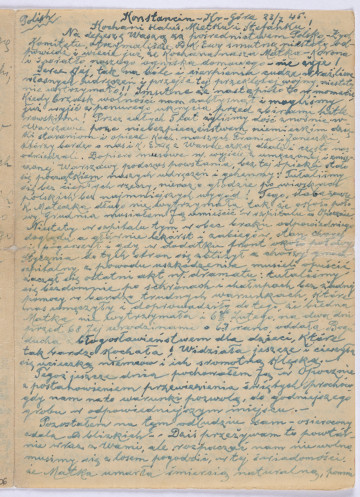 Ujęcie awersu, prawej strony. List 2-kartowy, bifolium. Wszystkie strony zapisane. Papier tzw. czysty.