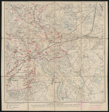 drukowana mapa 614 Kremerbruch II - Ujęcie z przodu; Mapę 614 Kremerbruch II opracowano i wydano w 1875, a dodrukowano w 1919 roku. Obejmuje obszar w pobliżu miejscowości Kremerbruch, Kreis Rummelsburg, Reg. Bez. Köslin, Prov. Pommern, dziś Kramarzyny, pow. bytowski, woj. pomorskie, Polska. Jest jednym z dwóch zachowanych egzemplarzy arkusza przedwojennej mapy topograficznej oznaczonego godłem 614, zawierającym dane o lokalizacji obiektów i ich nazw w zasobie archiwalnym Flurnamen Sammlung. Na drukowanej mapie ręcznie naniesiono warstwę z numeracją obiektów fizjograficznych odnoszących się do miejscowości: Steinau, dziś Turowo; Puppendorf, dziś Popowice; Wustrow, dziś Ostrowo; Gloddow, dziś Głodowo; Reinwasser, dziś Piaszczyna.