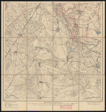 drukowana mapa 607 Bulgrin I - Ujęcie z przodu; Mapę 607 Bulgrin I wydano w 1889, a dodrukowano w 1924 roku. Obejmuje obszar w pobliżu miejscowości Bulgrin, Kreis Belgard, Reg. Bez. Köslin, Prov. Pommern, dziś Białogórzyno, pow. białogardzki, woj. zachodniopomorskie, Polska. Jest jednym z czterech zachowanych egzemplarzy arkusza przedwojennej mapy topograficznej oznaczonego godłem 607, zawierającym dane o lokalizacji obiektów i ich nazw w zasobie archiwalnym Flurnamen Sammlung. Na drukowanej mapie ręcznie naniesiono warstwę z numeracją obiektów fizjograficznych odnoszących się do miejscowości: Nassow, dziś Nosowo; Thunow, dziś Dunowo; Gülz, dziś Golica; Barzlin, dziś Bardzlino; Nedlin, dziś Niedalino.