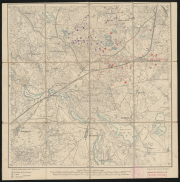 drukowana mapa 614 Kremerbruch III - Ujęcie z przodu; Mapę 614 Kremerbruch III opracowano i wydano w 1875, a dodrukowano w 1919 roku. Obejmuje obszar w pobliżu miejscowości Kremerbruch, Kreis Rummelsburg, Reg. Bez. Köslin, Prov. Pommern, dziś Kramarzyny, pow. bytowski, woj. pomorskie, Polska. Jest jednym z dwóch zachowanych egzemplarzy arkusza przedwojennej mapy topograficznej oznaczonego godłem 614, zawierającym dane o lokalizacji obiektów i ich nazw w zasobie archiwalnym Flurnamen Sammlung. Na drukowanej mapie ręcznie naniesiono warstwę z numeracją obiektów fizjograficznych odnoszących się do miejscowości: Gr., Kl. Massowitz, dziś Masłowice Tuchomskie, Masłowice Trzebiatkowskie; Tschebiatkow, dziś Trzebiatkowa.