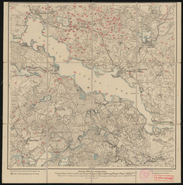 Mapa drukowana - Ujęcie z przodu; Mapę 1157 Gr. Lübbe-See II opracowano w 1876, wydano w 1878, a dodrukowano w 1907 roku. Obejmuje obszar w pobliżu jeziora Gr. Lübbe-See, Kreis Dramburg, Reg. Bez. Köslin, Prov. Pommern, dziś Lubie, pow. drawski, woj. zachodniopomorskie, Polska. Jest jedynym zachowanym egzemplarzem arkusza przedwojennej mapy topograficznej oznaczonego godłem 1157, zawierającym dane o lokalizacji obiektów i ich nazw w zasobie archiwalnym Flurnamen Sammlung. Na drukowanej mapie ręcznie naniesiono warstwę z numeracją obiektów fizjograficznych odnoszących się do miejscowości: Baumgarten, dziś Gudowo; Woltersdorf, dziś Linowno; Stöwen, dziś Stawno; Carwitz (Karwitz), dziś Karwice; Güntershagen, dziś Lubieszewo; Mittelfelde, dziś Żołędowo.