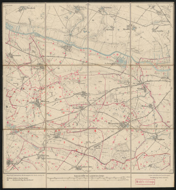 Mapa drukowana 764 Medow I - Ujęcie z przodu; Mapę 764 Medow I opracowano w 1884, wydano w 1885, a dodrukowano w 1911 roku. Obejmuje obszar w pobliżu miejscowości Medow, Kreis Anklam, Reg. Bez. Stettin, Prov. Pommern, dziś Kreis Vorpommern-Greifswald, Bundesland Mecklenburg-Vorpommern, Niemcy. Jest jedynym zachowanym egzemplarzem arkusza przedwojennej mapy topograficznej oznaczonego godłem 764, zawierającym dane o lokalizacji obiektów i ich nazw w zasobie archiwalnym Flurnamen Sammlung. Na drukowanej mapie ręcznie naniesiono warstwę z numeracją obiektów fizjograficznych odnoszących się do miejscowości: Dersewitz, Stolpe, Grüttow, Medow, Tramstow, Postlow, Blesewitz, Görke, Butzow, Wegezin, Thurow, Nerdin, Neuenkirchen, Lüskow, Alt, Neu Tetterin.