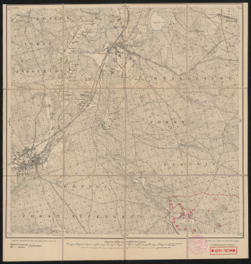 Mapa drukowana 958 Eggesin II - Ujęcie z przodu; Mapę 958 Eggesin II opracowano w 1887, wydano w 1889, a skorygowano w 1911 roku. Obejmuje obszar w pobliżu miejscowości Eggesin, Kreis Ueckermünde, Reg. Bez. Stettin, Prov. Pommern, dziś Kreis Vorpommern-Greifswald, Bundesland Mecklenburg-Vorpommern, Niemcy. Jest jednym z dwóch zachowanych egzemplarzy arkusza przedwojennej mapy topograficznej oznaczonego godłem 958, zawierającym dane o lokalizacji obiektów i ich nazw w zasobie archiwalnym Flurnamen Sammlung. Na drukowanej mapie ręcznie naniesiono warstwę z numeracją obiektów fizjograficznych odnoszących się do miejscowości: Jägerbrücke.