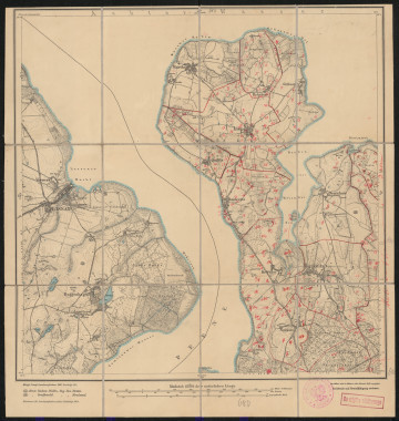 drukowana mapa 680 Lassan II - Ujęcie z przodu; Mapę 680 Lassan II opracowano i wydano w 1886, skorygowano w 1911, a dodrukowano w 1924 roku. Obejmuje obszar w pobliżu miejscowości Bentzin, Kreis Greifswald, Reg. Bez. Stralsund, Prov. Pommern, dziś Kreis Vorpommern-Greifswald, Bundesland Mecklenburg-Vorpommern, Niemcy. Jest jedynym zachowanym egzemplarzem arkusza przedwojennej mapy topograficznej oznaczonego godłem 680, zawierającym dane o lokalizacji obiektów i ich nazw w zasobie archiwalnym Flurnamen Sammlung. Na drukowanej mapie ręcznie naniesiono warstwę z numeracją obiektów fizjograficznych odnoszących się do miejscowości: Warthe, Reestow, Grüssow, Liepe, Quilitz, Rankwitz, Krienke, Dewichow, Morgenitz, Suckow.