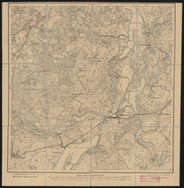 drukowana mapa 457 Sullenschin I - Ujęcie z przodu; Mapę 457 Sullenschin I opracowano w 1875, a dodrukowano w 1919 roku. Obejmuje obszar w pobliżu miejscowości Sullenschin, Kreis Bütow, Reg. Bez. Köslin, Prov. Pommern, dziś Sulęczyno, pow. kartuski, woj. pomorskie, Polska. Jest jedynym zachowanym egzemplarzem arkusza przedwojennej mapy topograficznej oznaczonego godłem 456, zawierającym dane o lokalizacji obiektów i ich nazw w zasobie archiwalnym Flurnamen Sammlung. Na drukowanej mapie ręcznie naniesiono warstwę z numeracją obiektów fizjograficznych odnoszących się do miejscowości: Neuendorf, dziś Nowa Wieś.