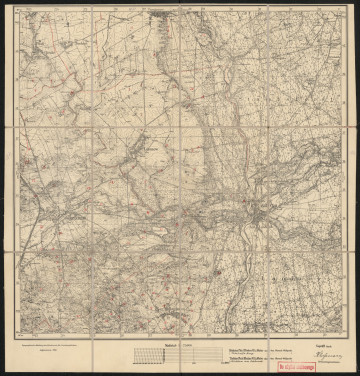 Mapa drukowana 1071 Ratzebuhr I - Ujęcie z przodu; Mapę 1071 Ratzebuhr I opracowano i wydano w 1928 roku. Obejmuje obszar w pobliżu miejscowości Ratzebuhr, Kreis Neustettin, Reg. Bez. Köslin, Prov. Pommern, dziś Okonek, pow. złotowski, woj. wielkopolskie, Polska. Jest jedynym zachowanym egzemplarzem arkusza przedwojennej mapy topograficznej oznaczonego godłem 1071, zawierającym dane o lokalizacji obiektów i ich nazw w zasobie archiwalnym Flurnamen Sammlung. Na drukowanej mapie ręcznie naniesiono warstwę z numeracją obiektów fizjograficznych odnoszących się do miejscowości: Trocken Glienke, dziś Glinki Suche; Vangerow, dziś Węgorzewo; Ratzebuhr; Lümzow, dziś Łomczewo; Landeck, dziś Lędyczek; Wallachsee, dziś Chwalimie.