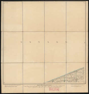 drukowana mapa 518 Kirchhagener Fichten I - Ujęcie z przodu; Mapę 518 Kirchhagener Fichten I opracowano w 1889, a wydano w 1890 roku. Obejmuje obszar w pobliżu obiektu Kirchhagener Fichten, Kreis Greifenberg, Reg. Bez. Stettin, Prov. Pommern, dziś Liwski Las (na płn. od Pogorzelicy), pow. gryficki, woj. zachodniopomorskie, Polska. Jest jedynym zachowanym egzemplarzem arkusza przedwojennej mapy topograficznej oznaczonego godłem 518, zawierającym dane o lokalizacji obiektów i ich nazw w zasobie archiwalnym Flurnamen Sammlung. Na drukowanej mapie ręcznie naniesiono warstwę z numeracją obiektów fizjograficznych odnoszących się do obiektu: Kirchhagener Fichten.