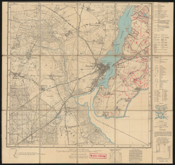 drukowana mapa 595 Wolgast I - Ujęcie z przodu; Mapę 595 Wolgast I opracowano w 1885, a skorygowano i wydrukowano w 1925 roku. Obejmuje obszar w pobliżu miejscowości Wolgast, Kreis Greifswald, Reg. Bez. Stralsund, Prov. Pommern, dziś Kreis Vorpommern-Greifswald, Bundesland Mecklenburg-Vorpommern, Niemcy. Jest jedynym zachowanym egzemplarzem arkusza przedwojennej mapy topograficznej oznaczonego godłem 595, zawierającym dane o lokalizacji obiektów i ich nazw w zasobie archiwalnym Flurnamen Sammlung. Na drukowanej mapie ręcznie naniesiono warstwę z numeracją obiektów fizjograficznych odnoszących się do miejscowości: Karlshagen, Mölschow, Zecherin, Mahlzow, Krummin, Neeberg, Sauzin, Ziemitz.