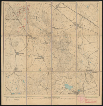Mapa drukowana 1146 Brüssow II - Ujęcie z przodu; Mapę 1146 Brüssow II opracowano w 1887, wydano w 1889, a dodrukowano w 1919 roku. Obejmuje obszar w pobliżu miejscowości Brüssow, Kreis Prenzlau, Reg. Bez. Potsdam, Prov. Brandenburg, dziś Kreis Uckermark, Bundesland Brandenburg, Niemcy. Jest jedynym zachowanym egzemplarzem arkusza przedwojennej mapy topograficznej oznaczonego godłem 1146, zawierającym dane o lokalizacji obiektów i ich nazw w zasobie archiwalnym Flurnamen Sammlung. Na drukowanej mapie ręcznie naniesiono warstwę z numeracją obiektów fizjograficznych odnoszących się do miejscowości: Pasewalk.