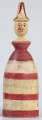 E/190/ML - Grzechotka o kształcie zbliżonym do stożka zakończona główką ludzką. Malowana w pasy żółte,czerwone i zielone. Służy jako zabawka dziecięca.