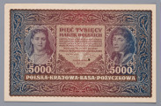 N/Bn/1656/ML - Aw. W falistej ramce ornamentyka w stylu secesji wiedeńskiej. W ozdobnych kartuszach:
 z lewej portret królowej Jadwigi, z prawej Tadeusza Kościuszki. Pod wizerunkami oznaczenie nominału – 5000 i emitenta: POLSKA + KRAJOWA + KASA + POŻYCZKOWA
Centralnie, w tablicy, na tle godła państwowego: PIĘĆ TYSIĘCY / MAREK POLSKICH /czterowierszowa gwarancja państwa polskiego wymiany niniejszego biletu na przyszłą walutę polską / WARSZAWA, DNIA 7. LUTEGO 1920 ROKU / DYREKCJA POLSKIEJ KRAJOWEJ KASY POŻYCZKOWEJ
Podpisy: Władysław Byrka, Józef Zarzycki
Niżej: Skarbnik Główny 
Podpis: Marian Karpus

Rw. Ornamentyka jak na awersie. Centralnie w owalu godło państwowe ujęte dookolnym napisem: *PIĘĆ+TYSIĘCY+MAREK+POLSKICH
Po bokach, u góry: 5000 – 5000; niżej, czerwoną farbą oznaczenie serii i numeru: II Serja AG – No 4444,653
U dołu sankcja karna za podrabianie, fałszowanie i puszczanie w obieg podrobionych lub fałszowanych biletów PKKP.