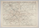 ML/H/740 - Mapa połączeń pocztowych dyrekcji poczt i telegrafu. Mapa w formie prostokąta otoczona podwójną czarną ramką. Tytuł w górnej części, legenda w polu ramki w prawym dolnym rogu. Rzeki i granica Dyrekcji P. i T. Lublin w kolorze niebieskim. Mapa obejmuje tereny od Częstochowy na zachodzie do miejscowości Korzec k. Międzyrzeca na wschodzie oraz od Stanisławowa na południu do Warszawy i Płocka na północy. Niektóre miejscowości podkreślone zostały odręcznie czerwoną kredką oraz zamalowane na czerwono pole litery „O” w wyrazie „pocztowych” w tytule mapy, naniesione drobne znaki na lewym marginesie mapy. 
Wydana nakładem urzędników oddziału komunikacyjnego Dyrekcji PT Lublin. Wykonał D. Stocki. Skala 1:750000.