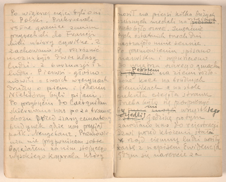 Duży notes w czarnej okładce. Marek Szwarc używał go w czasie służby w Armii Polskiej w Wielkiej Brytanii. Zawiera notatki z siedmiotygodniowego kursu dla kierowców. Pośród notatek znajduje się portret majora Groniowskiego, który prowadził wykłady. Notes Szwarca zawiera dodatkowo wspomnienia ze służby w Wojsku Polskim we Francji z lat 1939 – 1940, przepisany fragment książki „Droga wiodła przez Narwik” autorstwa Ksawerego Pruszyńskiego, zapiski w językach polskim i francuskim, a także szkice i rysunki.
