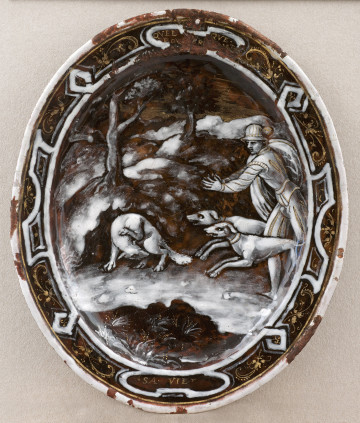 awers - scena myśliwska na tle pejzażu.