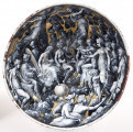 scena figuralna we wnętrzu dolnej części patery, przedstawiająca bóstwa Olimpu w otoczeniu rycerzy i skrzydlatych geniuszów.