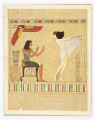 Ilustracja przedstawia siedzącego faraona Ramzesa XIII, który obserwuje tańczącą kapłankę bogini Astarte. 