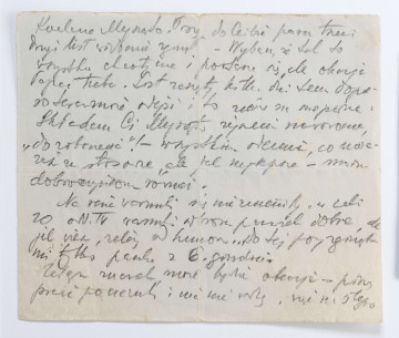 Gryps napisany przez Zenona Waśniewskiego przebywającego w więzieniu na Zamku w Lublinie, gryps skierowany do żony Michaliny, 2 strony, pismo od lewej do prawej.