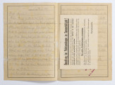 List obozowy napisany w j. niemieckim przez Zenona Waśniewskiego więźnia obozu KL Auschwitz, list napisany do żony Michaliny, 2 strony, pismo od lewej do prawej.
