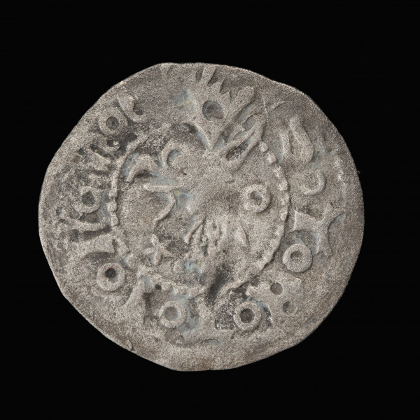 Kwartnik - awers; Srebrna moneta z przedstawieniami gryfa. Na awersie ukoronowana głowa gryfa w lewo, z prawej strony kółko, z lewej gwiazdka. W perełkowym otoku napis: SᵒTᵒEᵒTᵒIᵒNᵒMᵒO.