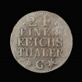 1/24 talara - rewers; Moneta srebrna z monogramem królewskim i napisem strefowym. Na rewersie napis w czterech wierszach: ·24·| EINEN | REICHS |THALER |⁎G⁎