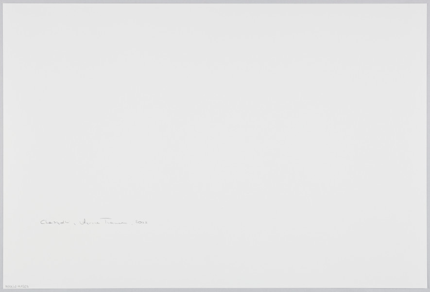 scena rodzajowa - W centralnej części poziomego, barwnego kadru stoi starsza kobieta w okularach ubrana w czarną sukienkę z górą w białe kropki, na głowie ma chustkę. Poziomo, w perspektywie pod skosem, od strony lewego dolnego rogu kadru, rozciąga się długi zwój papieru którego koniec kobieta trzyma w rękach. Na zwoju widoczne są odręczne zapiski wykonane na czarno. Kobieta znajduje się we wnętrzu pokoju. Po lewej stronie przy ścianie stoją regały z książkami i bibelotami oraz drewniana szafa, zaś po prawej – długi stół, którego widać fragment, z 4 krzesłami. Na stole leży biały, haftowany obrus przykryty przezroczystą folią, wazon z kwiatami, butelka wina w stojaku oraz 2 srebrne świeczniki. W głębi znajduje się okno, na parapecie którego stoją kwiaty doniczkowe, zasłonięte białą, gęstą, dwuczęściową firanką, po obu jego bokach wiszą, dekoracyjnie upięte, beżowe zasłony.