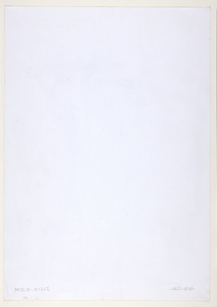 rysunek - Przedstawienie mężczyzny (Mojżesza) nadnaturalnej wielkości stojącego w centrum sceny otoczonego idącymi w rzędach postaciami. Mężczyzna ubrany w szaty, z długą czarną brodą oraz długi włosami, na głowie okrągłe nakrycie głowy (kipę). Mężczyzna stoi z uniesionymi do góry rękami, lewą dłoń zaciska na trzymanej w ręku drewnianej brązowej lasce. Wokół mężczyzny idący po brązowym piasku ludzie przedstawieni w sześciu rzędach. W pięciu górnych rzędach kobiety w białych szatach, w najniższym rzędzie mężczyźni w szatach, z długimi czarnymi brodami, laskami w rękach oraz dziećmi niesionymi na barkach. Ponad sceną napis w języku hebrajskim יציאה ממצרים (wyjscie z egiptu) .