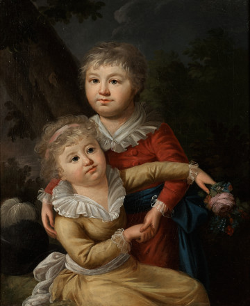 Portret dzieci Zboińskich - Karola i Honoraty malarstwo oryg.
